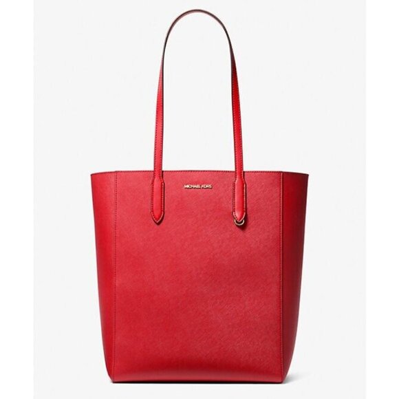 New Michael Kors Vincent Large Leather Tote Bag with Card Case Bright Red - Picture 3 of 4